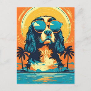 Cavalier King Charles Spaniel mit Sonnenbrille Postkarte