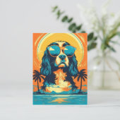 Cavalier King Charles Spaniel mit Sonnenbrille Postkarte (Stehend Vorderseite)