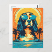 Cavalier King Charles Spaniel mit Sonnenbrille Postkarte (Vorne/Hinten)