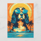 Cavalier King Charles Spaniel mit Sonnenbrille Postkarte (Vorderseite)