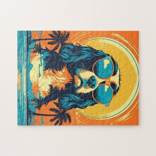 Cavalier King Charles Spaniel mit Sonnenbrille Puzzle (Horizontal)