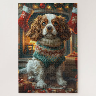 Cavalier King Charles Spaniel mit Weihnachtsgesche Puzzle