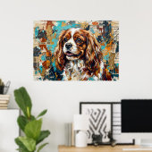 Cavalier King Charles Spaniel Mixed Media Collage  Poster (Heimbüro)