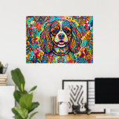 Cavalier King Charles Spaniel Neo-Pop-Volks-Kunst Poster (Heimbüro)
