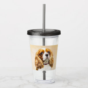 Cavalier King Charles Spaniel Original Malerei Acryltrinkbecher