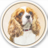 Cavalier King Charles Spaniel Original Malerei Aufkleber (Vorderseite)