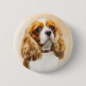 Cavalier King Charles Spaniel Original Malerei Button (Vorderseite)