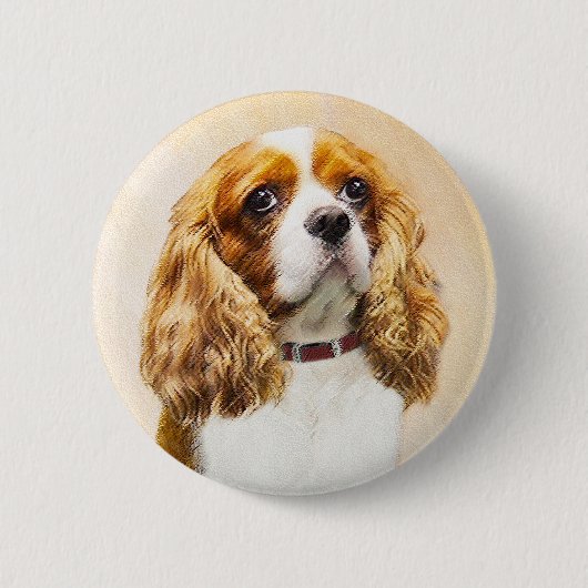 Cavalier King Charles Spaniel Original Malerei Button (Vorderseite)