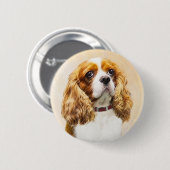 Cavalier King Charles Spaniel Original Malerei Button (Vorne & Hinten)