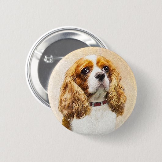 Cavalier King Charles Spaniel Original Malerei Button (Vorne & Hinten)