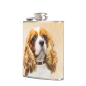 Cavalier King Charles Spaniel Original Malerei Flachmann (Links)