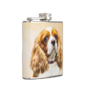 Cavalier King Charles Spaniel Original Malerei Flachmann (Rechts)