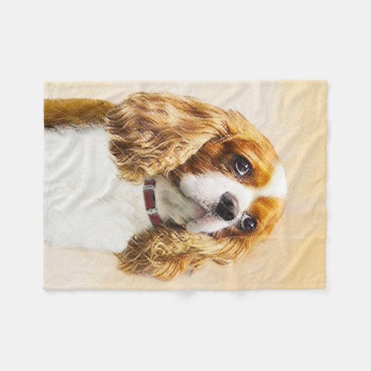 Cavalier King Charles Spaniel Original Malerei Fleecedecke (Vorderseite (Horizontal))