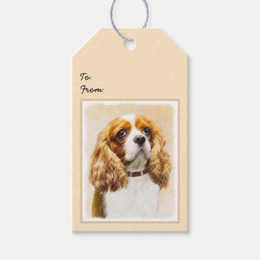 Cavalier King Charles Spaniel Original Malerei Geschenkanhänger (Vorderseite)