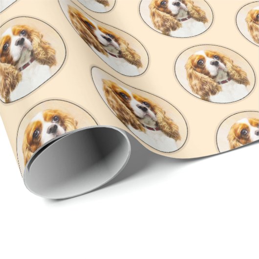 Cavalier King Charles Spaniel Original Malerei Geschenkpapier (Rolleneckpunkt)
