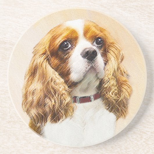 Cavalier King Charles Spaniel Original Malerei Getränkeuntersetzer (Vorne)