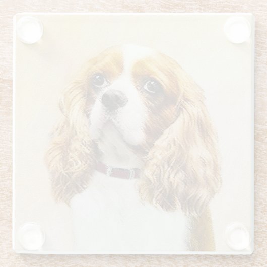 Cavalier King Charles Spaniel Original Malerei Glasuntersetzer (Rückseite)