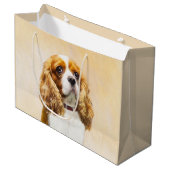 Cavalier King Charles Spaniel Original Malerei Große Geschenktüte (Vorderseite Schrägansicht)