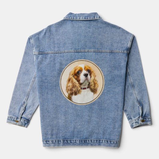 Cavalier King Charles Spaniel Original Malerei Jeansjacke (Rückseite)