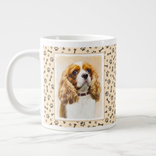 Cavalier King Charles Spaniel Original Malerei Jumbo-Tasse (Links)