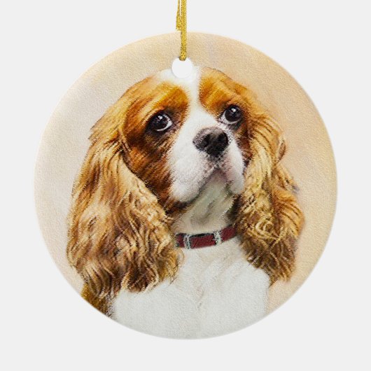 Cavalier King Charles Spaniel Original Malerei Keramik Ornament (Hinten)