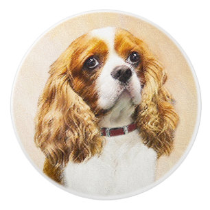 Cavalier King Charles Spaniel Original Malerei Keramikknauf