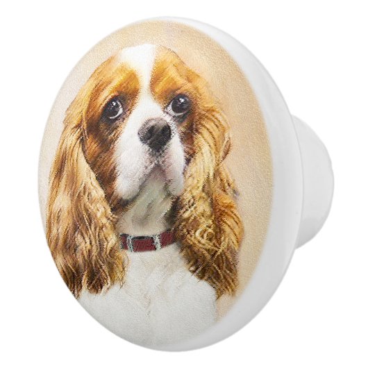 Cavalier King Charles Spaniel Original Malerei Keramikknauf (Rechts)