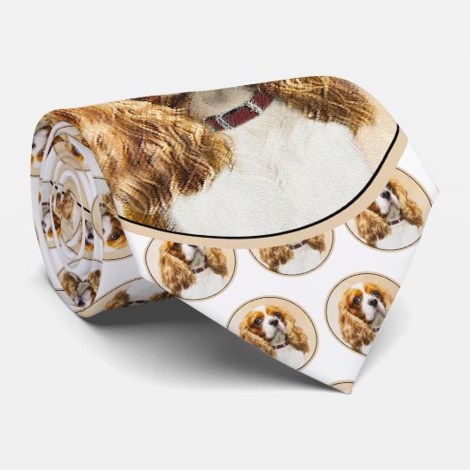 Cavalier King Charles Spaniel Original Malerei Krawatte (Gerollt)