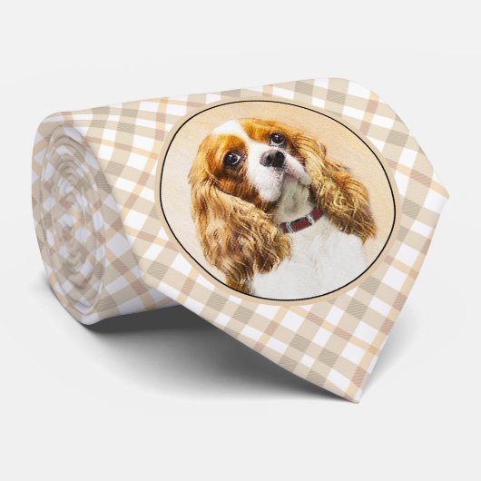 Cavalier King Charles Spaniel Original Malerei Krawatte (Gerollt)
