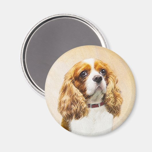 Cavalier King Charles Spaniel Original Malerei Magnet (Vorderseite/Rückseite)