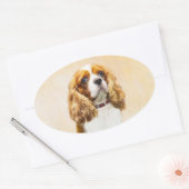 Cavalier King Charles Spaniel Original Malerei Ovaler Aufkleber (Umschlag)