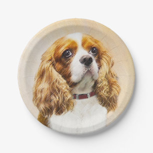 Cavalier King Charles Spaniel Original Malerei Pappteller