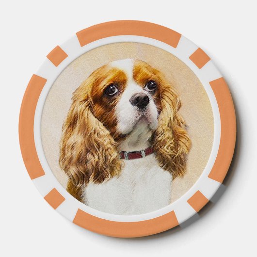 Cavalier King Charles Spaniel Original Malerei Pokerchips (Rückseite)