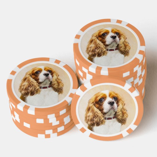 Cavalier King Charles Spaniel Original Malerei Pokerchips (Stapel)