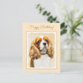 Cavalier King Charles Spaniel Original Malerei Postkarte (Stehend Vorderseite)