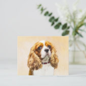 Cavalier King Charles Spaniel Original Malerei Postkarte (Stehend Vorderseite)