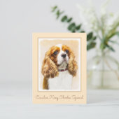 Cavalier King Charles Spaniel Original Malerei Postkarte (Stehend Vorderseite)