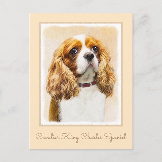Cavalier King Charles Spaniel Original Malerei Postkarte (Vorderseite)