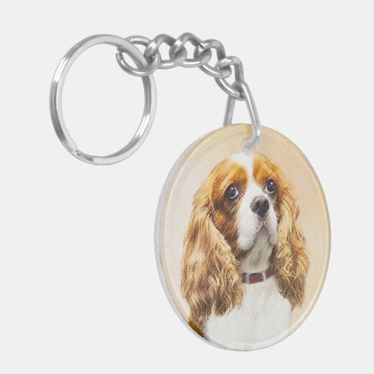 Cavalier King Charles Spaniel Original Malerei Schlüsselanhänger (Vorderseite links)
