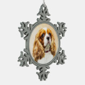 Cavalier King Charles Spaniel Original Malerei Schneeflocken Zinn-Ornament (Links)