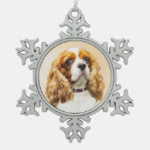Cavalier King Charles Spaniel Original Malerei Schneeflocken Zinn-Ornament (Vorderseite)