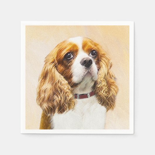 Cavalier King Charles Spaniel Original Malerei Serviette (Vorderseite)
