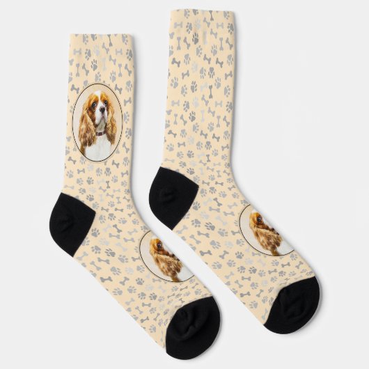 Cavalier King Charles Spaniel Original Malerei Socken (Rechts)