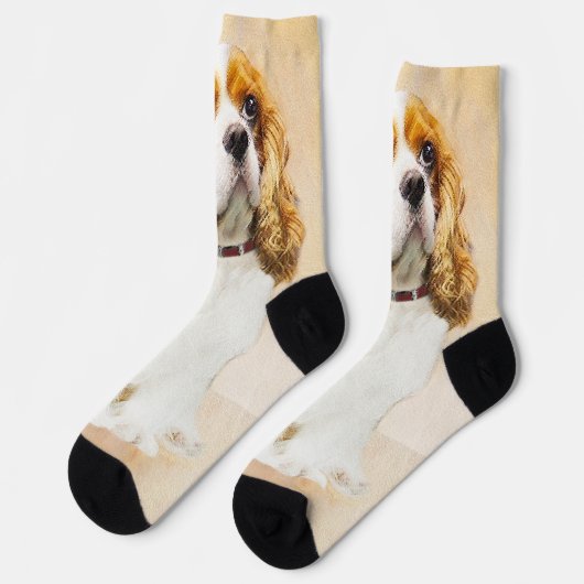 Cavalier King Charles Spaniel Original Malerei Socken (Linkes Detail)