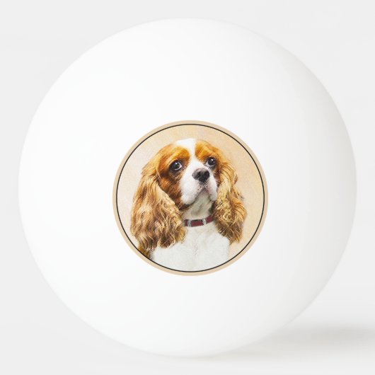 Cavalier King Charles Spaniel Original Malerei Tischtennisball (Vorderseite)