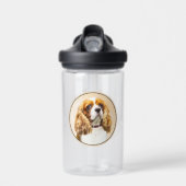 Cavalier King Charles Spaniel Original Malerei Trinkflasche (Vorne)