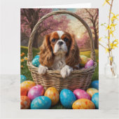 Cavalier King Charles Spaniel OsterEggs Karte (Gelbe Blume)