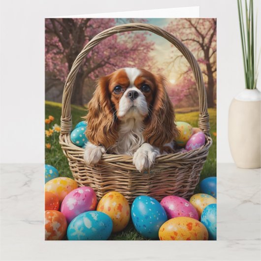 Cavalier King Charles Spaniel OsterEggs Karte (Vorderseite)