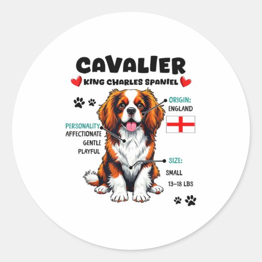 Cavalier King Charles Spaniel Owner Funny Dog Love Runder Aufkleber (Vorderseite)