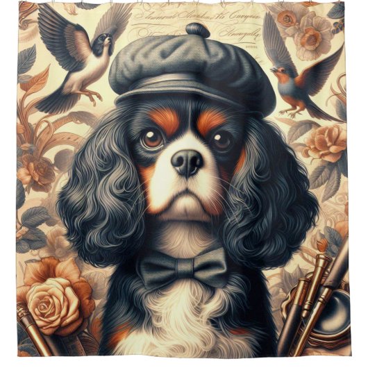 Cavalier King Charles Spaniel Painting Duschvorhang (Vorderseite)